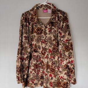 Pappagallo Velvet Beige Floral Blouse